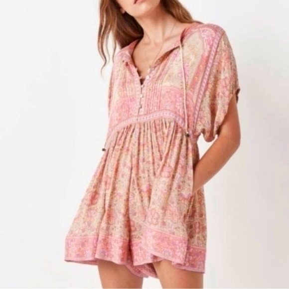 Spell & The Gypsy Collective Poinciana Romper, Pink Floral, Short Sleeve, S - Picture 1 of 16
